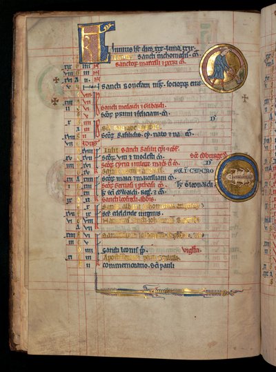 Ms 322 f.3v, Juni, ein Mann beim Jäten, Illustration aus dem 